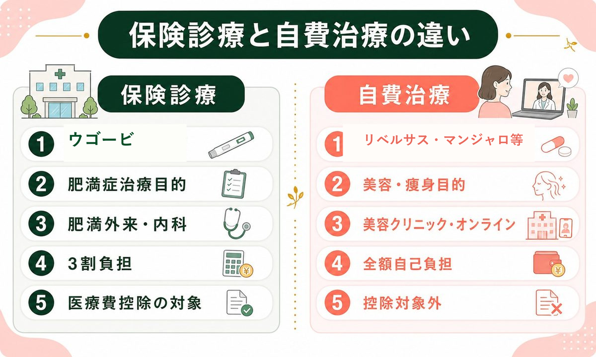 GLP-1ダイエットは保険適用になる？ウゴービと自費治療の違い