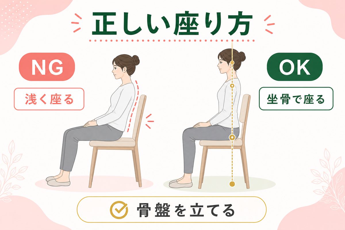 ぽっこりお腹を簡単にへこます方法は？姿勢や座り方の改善で即効解消できる？