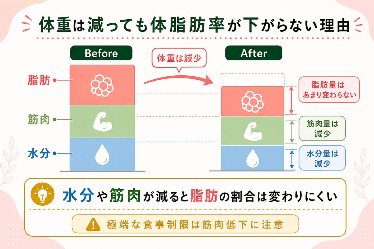 体脂肪率が増える原因と「体重は減るのに体脂肪率が減らない」理由