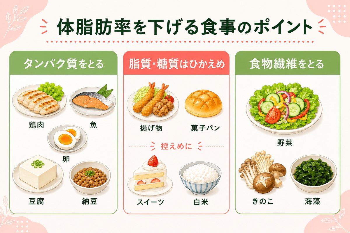 体脂肪率を下げるには?食事や運動での落とし方