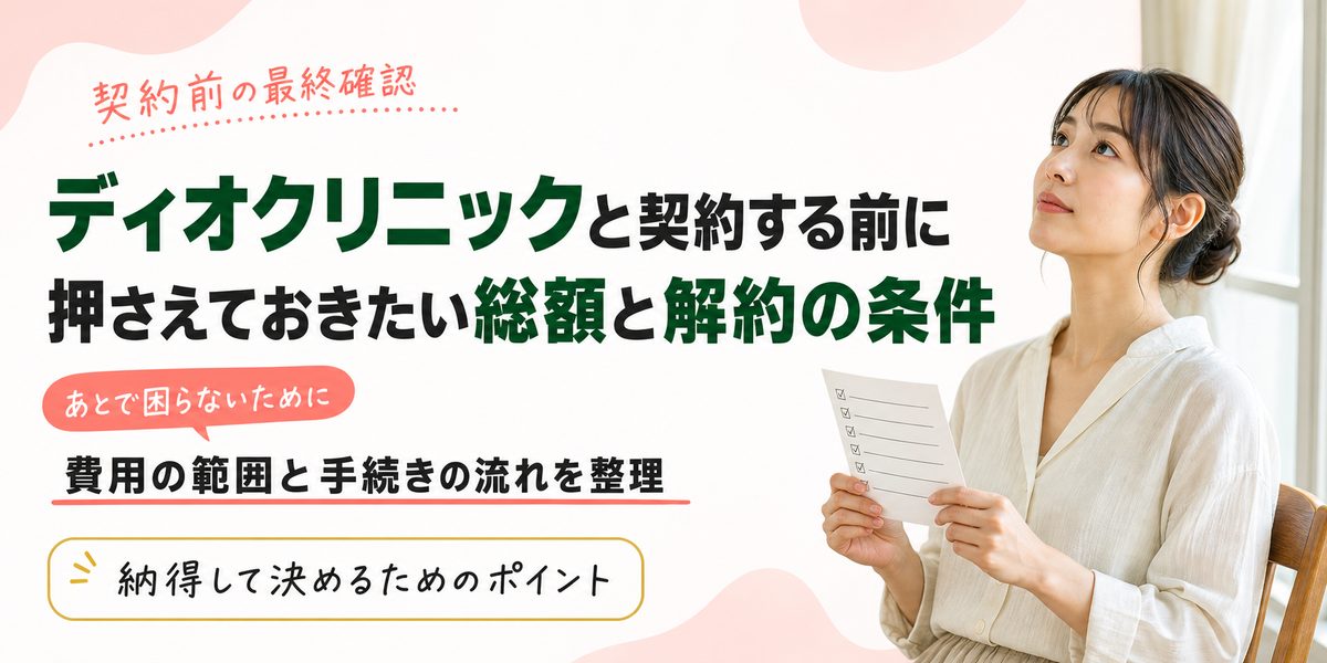 ディオクリニックと契約する前に押さえておきたい総額と解約の条件