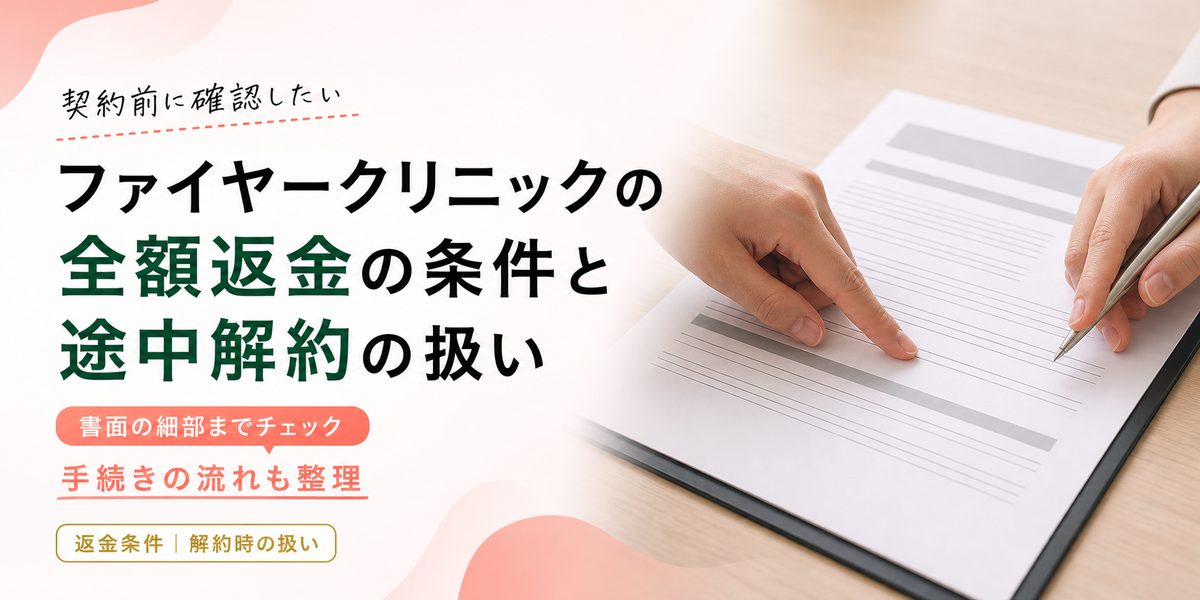 ファイヤークリニックの全額返金の条件と途中解約の扱い