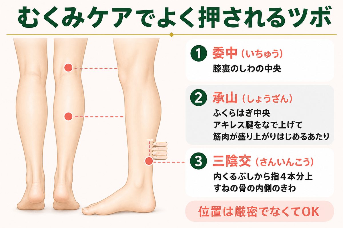 ふくらはぎのむくみを取るマッサージ・ツボ