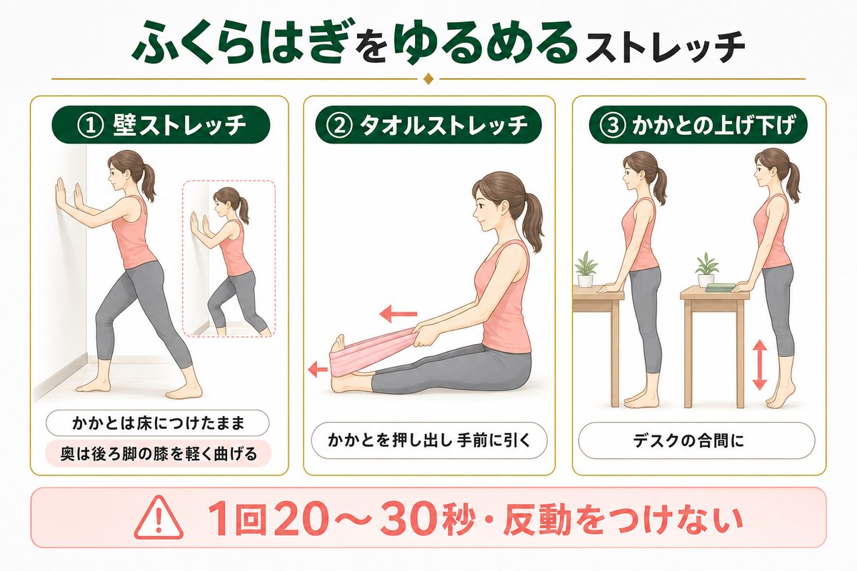 ふくらはぎを細くするストレッチや筋トレなどの運動