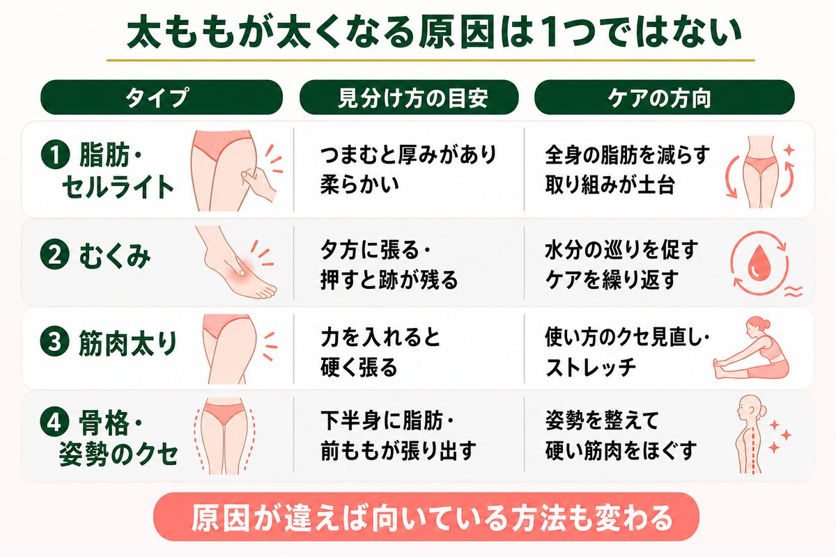 太ももが太くなる原因は?脂肪やむくみ・筋肉太りを解説