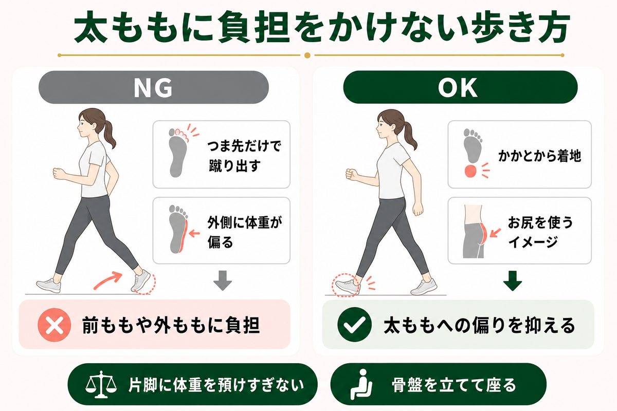 有酸素運動と歩き方で太ももを引き締める