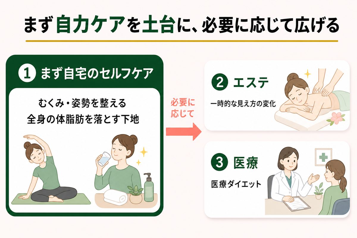 自力運動とエステと医療ダイエットの選び方
