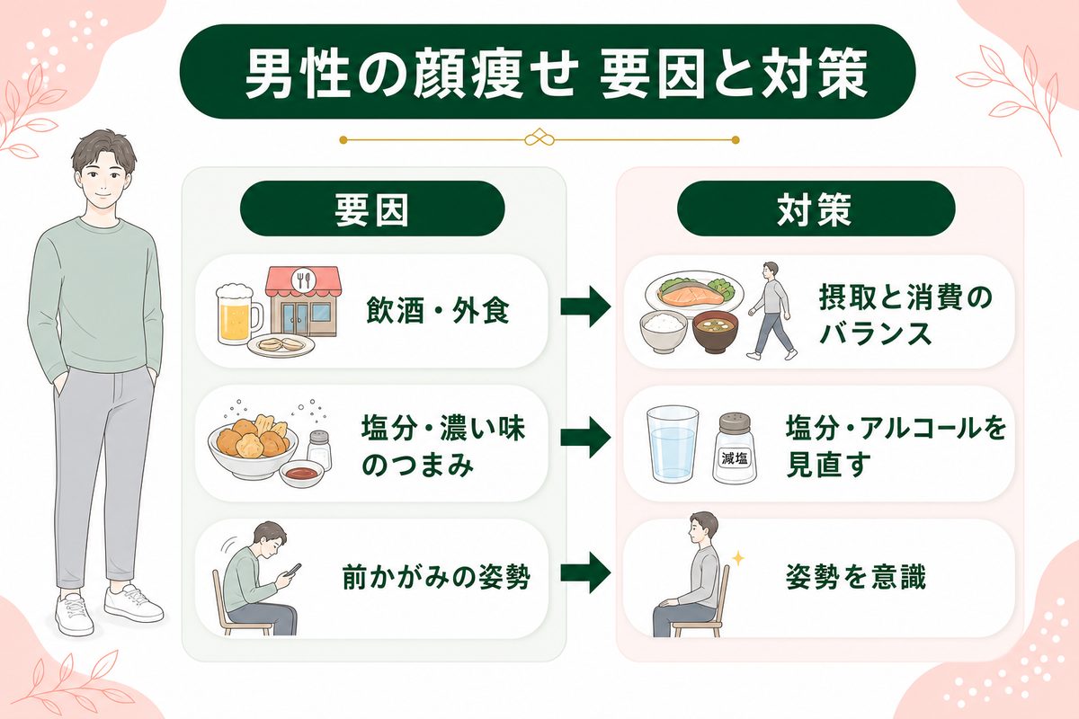男性の顔痩せの方法は?メンズ特有のポイント