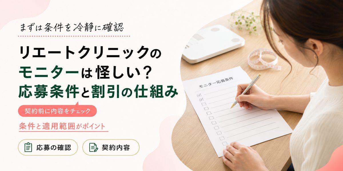 リエートクリニックのモニターは怪しい？応募条件と割引の仕組み
