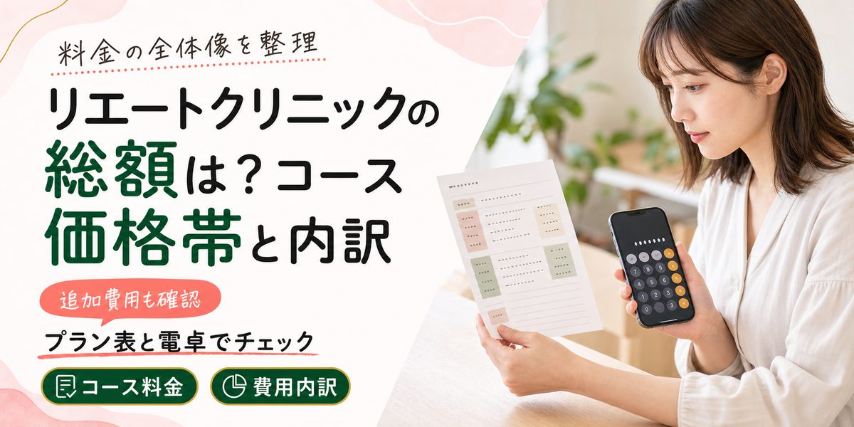 リエートクリニックの総額はいくら？コースの価格帯と内訳