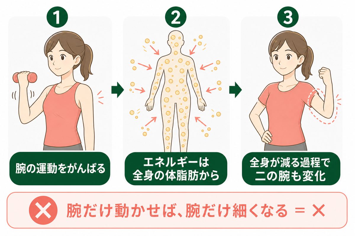 二の腕が痩せない理由と部分痩せ(スポットリダクション)ができない仕組み