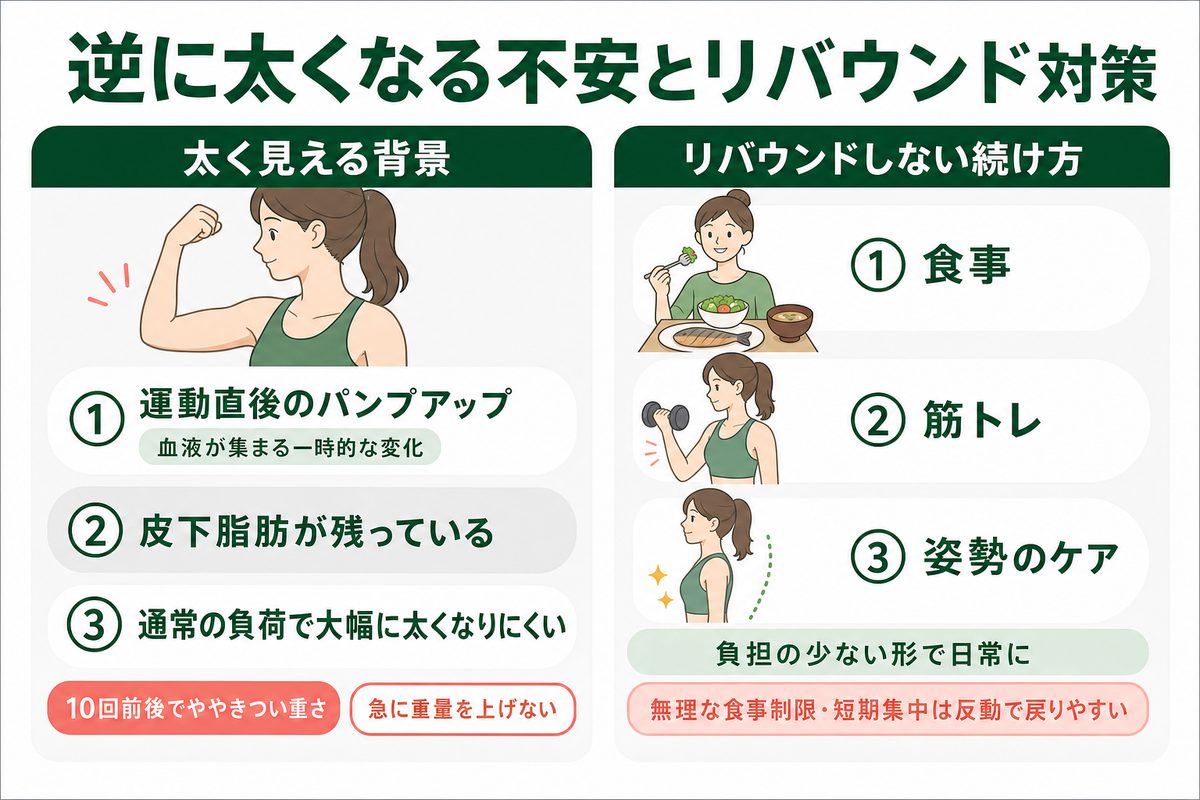 二の腕痩せで逆に太くなる？注意点とリバウンド対策