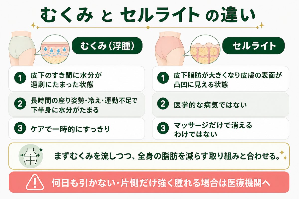 お尻が大きくなる・痩せない原因(むくみやセルライト)
