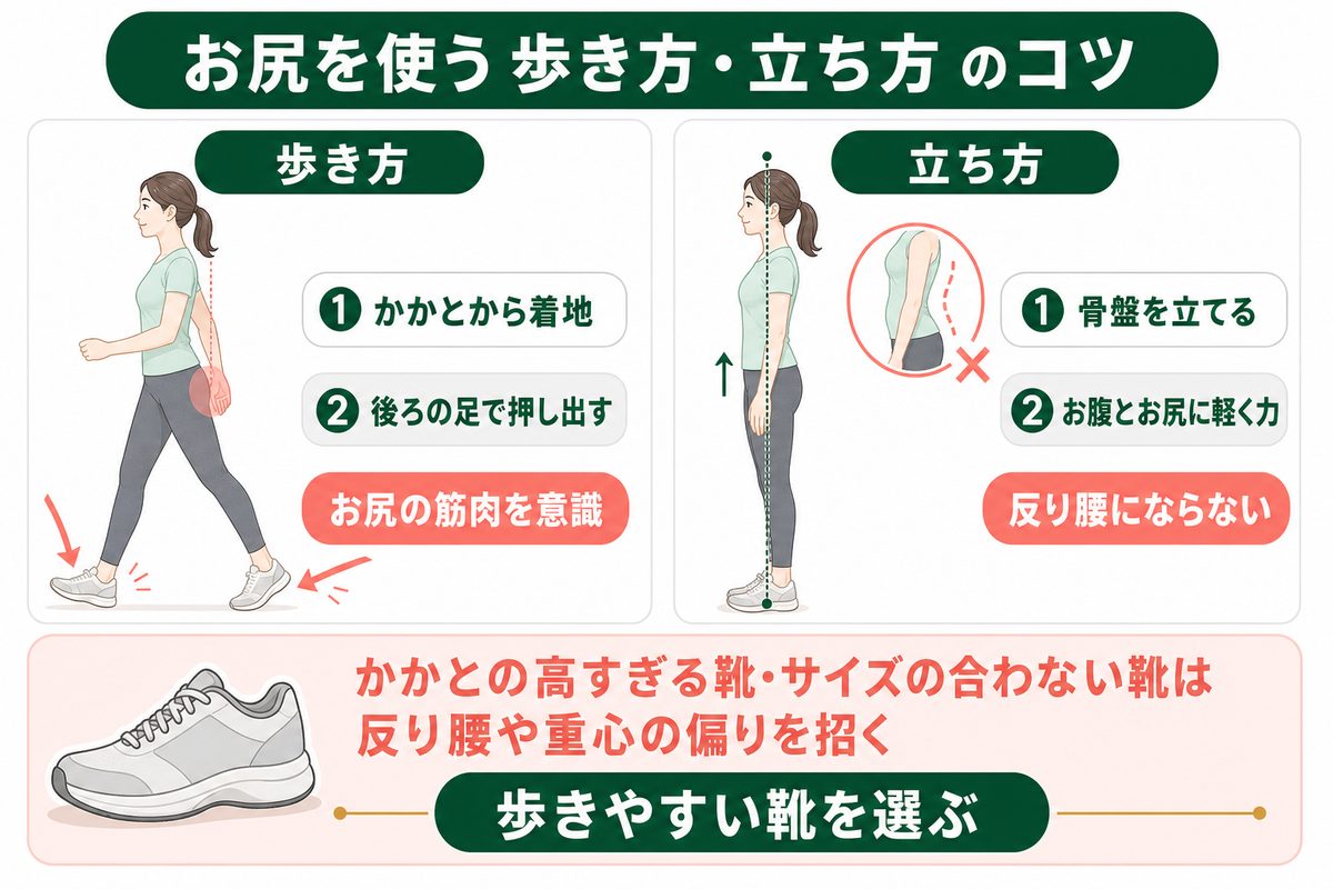 日常でお尻を小さくする習慣(寝ながら・歩き方・座り方)