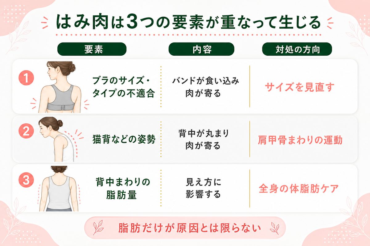 ブラからはみ出る背中の肉の原因と対策