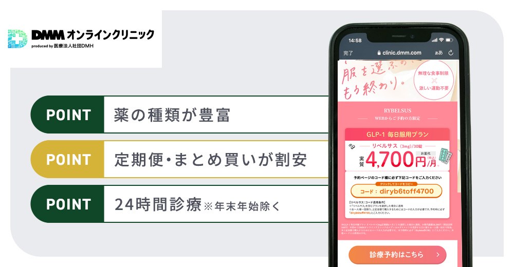 DMMオンラインクリニックのGLP-1ダイエットおすすめまとめバナー