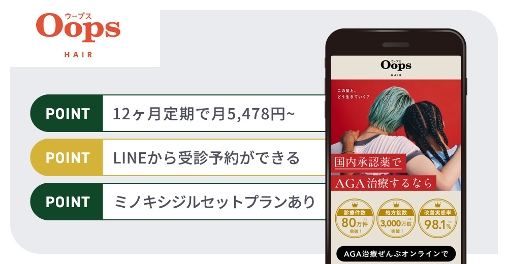 ウープスヘアのAGA治療おすすめポイントまとめバナー