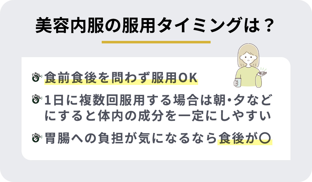 美容内服の服用タイミングまとめ
