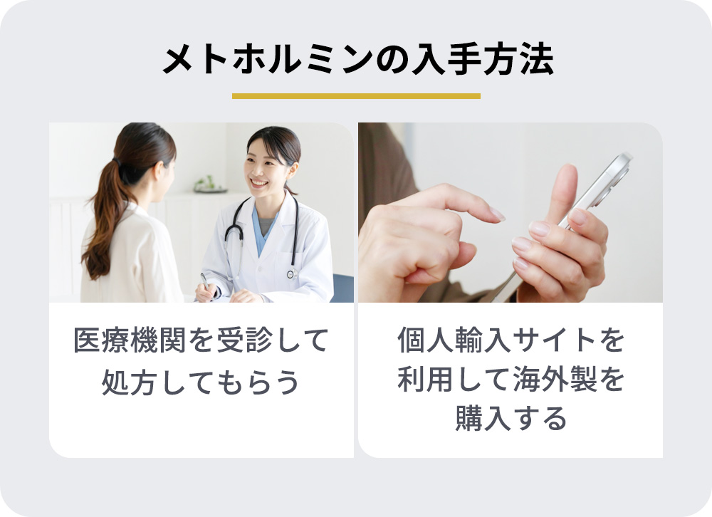 メトホルミンは医療機関を受診するか個人輸入で海外製を購入する入手う方法がある