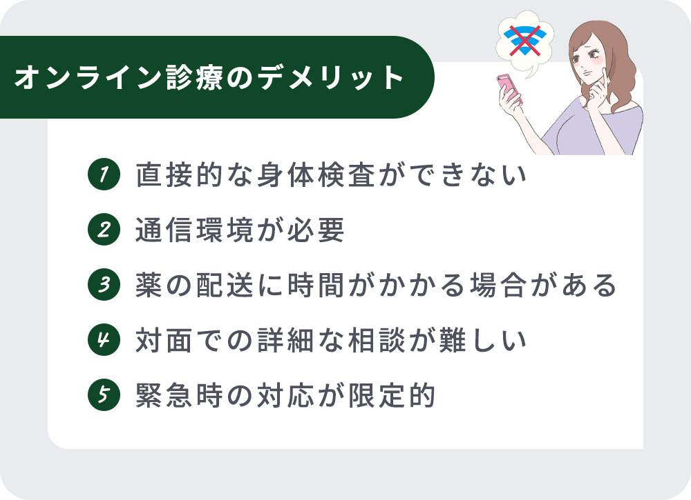 オンライン診療のデメリット一覧