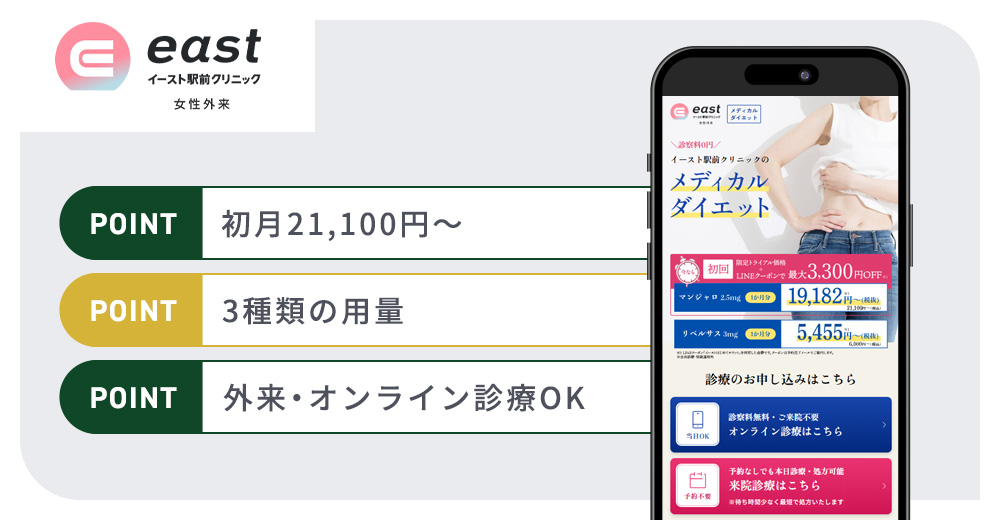 イースト駅前クリニックのマンジャロおすすめポイントバナー