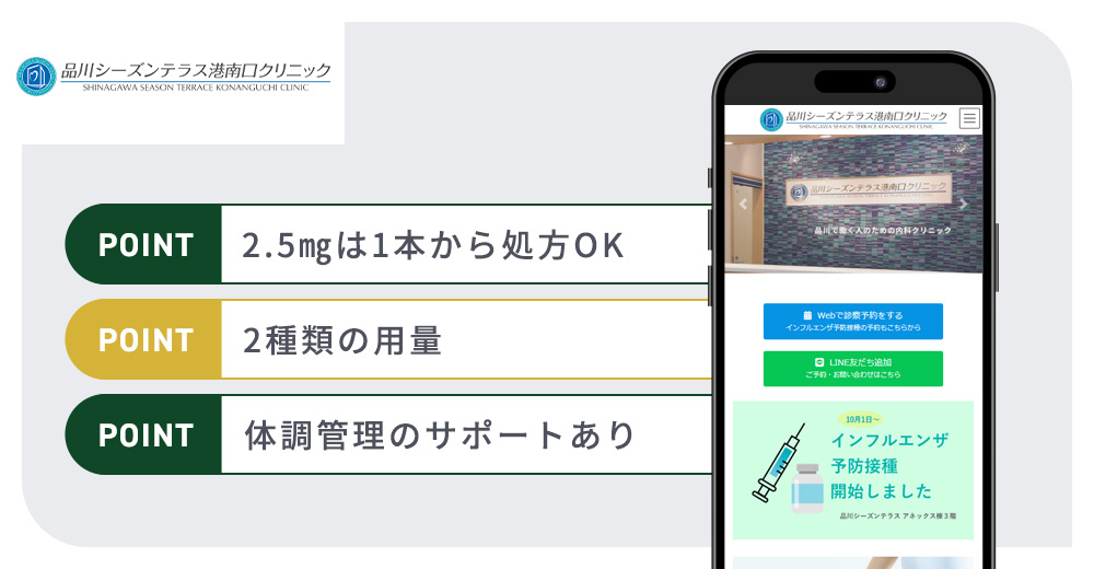 品川シーズンテラス港南口クリニックのマンジャロおすすめポイントバナー