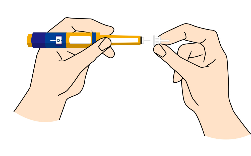 オゼンピックの針の交換方法のイラスト