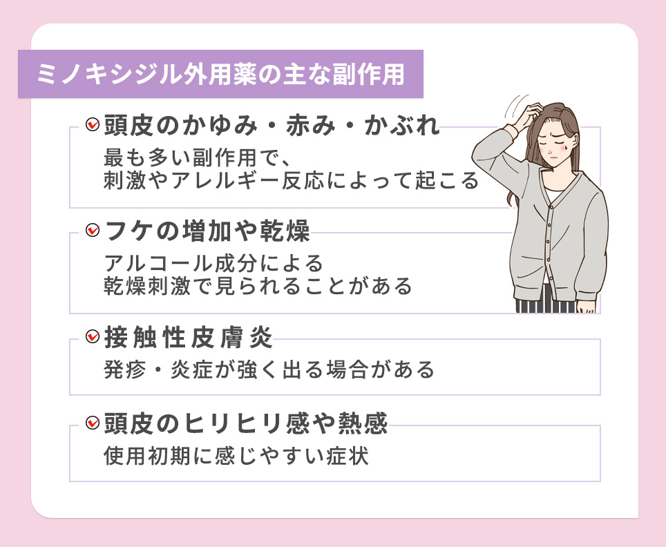 ミノキシジル外用薬の主な副作用一覧
