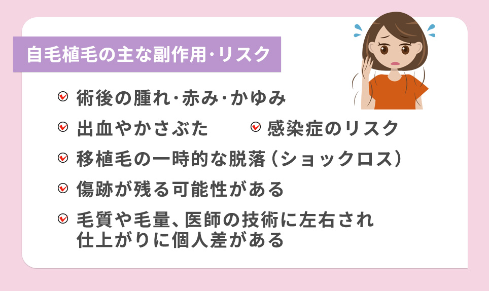 自毛植毛の主な副作用･リスク一覧