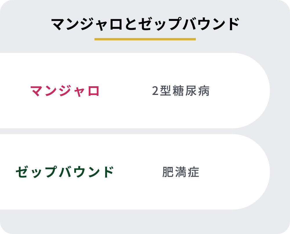 マンジャロとゼップバウンドの対応症一覧